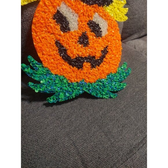 VINTAGE Halloween Jack-O-Lantern Pumpkin melted plastic popcorn decoration - Picture 3 of 9